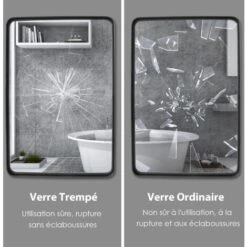 COSTWAY Grand Miroir De Salle De Bain Avec Cadre En Métal Noir, Miroir De Coiffeuse Mural Rectangulaire Arrondi Avec Cadre En Métal Noir Mat, Pour Salle De Bain, Couloir -ATMOSPHERA || VIDAXL || Safavieh Soldes 67275818 3