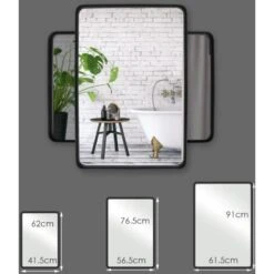 COSTWAY Grand Miroir De Salle De Bain Avec Cadre En Métal Noir, Miroir De Coiffeuse Mural Rectangulaire Arrondi Avec Cadre En Métal Noir Mat, Pour Salle De Bain, Couloir -ATMOSPHERA || VIDAXL || Safavieh Soldes 67275818 5