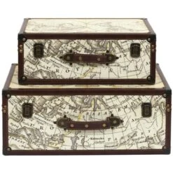 COOPER - Lot De 2 Malles De Rangements Mappemonde Vintage 9 COOPER - Lot De 2 Malles De Rangements Mappemonde Vintage -ATMOSPHERA || VIDAXL || Safavieh Soldes 67276793 3