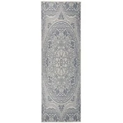 Tapis à Tissage Plat D'extérieur 80x250 Cm Motif Bleu