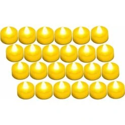 Bougies LED Sans Flamme - 24 Bougies Chauffe-plat LED Vacillantes - Blanc Chaud - Fonctionnent Avec Piles CR2032 - Pour Mariage, Noël, Pâques, Fête