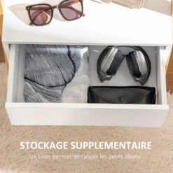 HOMCOM Miroir Sur Pied Avec Rangement Tiroir En Bambou Et MDF - Dim. 45L X 30l X 160H Cm - Blanc Et Naturel -ATMOSPHERA || VIDAXL || Safavieh Soldes 67535279 5