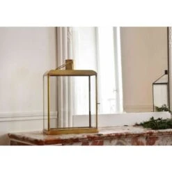 Lanterne Photophore En Verre Et Métal Doré Mat Mira -ATMOSPHERA || VIDAXL || Safavieh Soldes 67620532 4