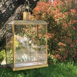 Lanterne Photophore En Verre Et Métal Doré Mat Mira -ATMOSPHERA || VIDAXL || Safavieh Soldes 67620532 5