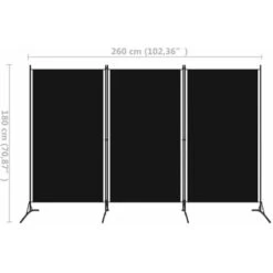 Paravent Cloison De Séparation / 3 Panneaux Noir 260x180 Cm -ATMOSPHERA || VIDAXL || Safavieh Soldes 67652564 5