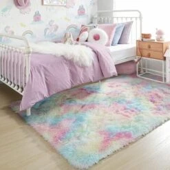 Tapis Décoration De Chambre Licorne 120 X 160 Cm, Tapis Pastel Pour Enfants, Tapis à Poils Longs Pour Chambre D'enfant, Tapis De Jeu Doux Pour Bébé, Tapis Flou Pour Salon, Tapis En Peluche Pour Salle -ATMOSPHERA || VIDAXL || Safavieh Soldes 68589614 3