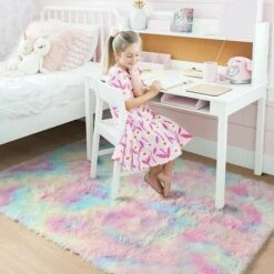 Tapis Décoration De Chambre Licorne 120 X 160 Cm, Tapis Pastel Pour Enfants, Tapis à Poils Longs Pour Chambre D'enfant, Tapis De Jeu Doux Pour Bébé, Tapis Flou Pour Salon, Tapis En Peluche Pour Salle -ATMOSPHERA || VIDAXL || Safavieh Soldes 68589614 5