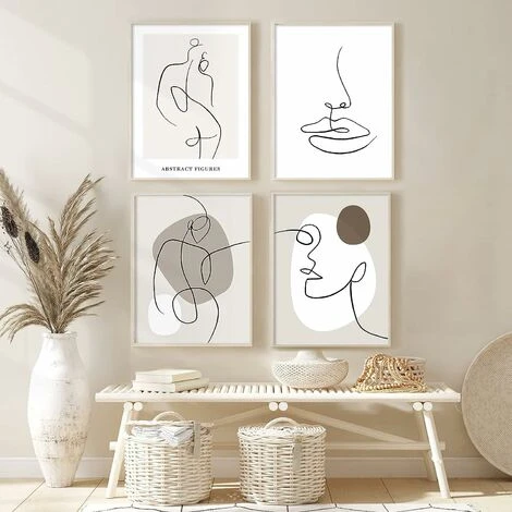 Affiche Decoration Murale, Ensemble D'images De Abstraites Ligne, Modernes Tableaux, Posters Et Arts Décoratifs Pour La Maison, Salon, Chambre - Sans Cadre (4xA4,2130cm) 4 Affiche Decoration Murale, Ensemble D'images De Abstraites Ligne, Modernes Tableaux, Posters Et Arts Décoratifs Pour La Maison, Salon, Chambre - Sans Cadre (4xA4,2130cm) – Image 2