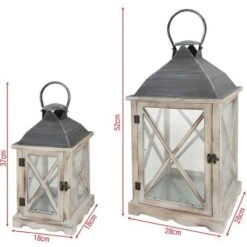 Rebecca Mobili Set De 2 Lanternes Décoratives Bois Métal Pvc 52x28x28 -ATMOSPHERA || VIDAXL || Safavieh Soldes 69469243 4