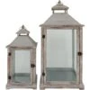 Rebecca Mobili Set De 2 Lanternes Décoratives Verre Pvc Bois Clair 72x32x27
