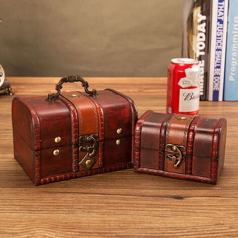 Ensemble De 2 Grand+ Petit Coffre Tresor Boîte En Bois Coffre Pirate Coffre De Rangement Bois Coffre Au Trésor En Bois Trésor Poitrine Boîte Cadeau Avec Serrure Ephé 4 Ensemble De 2 Grand+ Petit Coffre Tresor Boîte En Bois Coffre Pirate Coffre De Rangement Bois Coffre Au Trésor En Bois Trésor Poitrine Boîte Cadeau Avec Serrure Ephé – Image 2