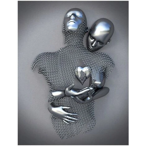 GP Amour Coeur 3D Effet Mur Art Abstrait Métal Sculpture Toile Moderne Peinture Mur Décor 3040cm Gris 3 GP Amour Coeur 3D Effet Mur Art Abstrait Métal Sculpture Toile Moderne Peinture Mur Décor 3040cm Gris