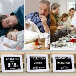 GP Horloge Calendrier Numérique One Piece 7 Pouces Avec Date Et Heure, Horloge Alzheimer Pour Parents, Rappel De Médicaments Pour Grands-parents Et Enfants - Blanc - 20414324mm -ATMOSPHERA || VIDAXL || Safavieh Soldes 70542047 3