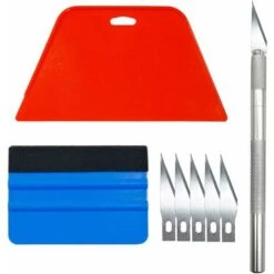 Kit Covering Outils De Film De Fenêtre De Voiture De Vinyle,Raclette Pour Pose Adhesif,avec Squeegee Au Silicone,avec Couteau Universel Et Des Lames,Yeurié