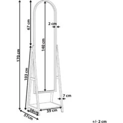 Miroir Sur Pied 43 X 170 Cm Avec Étagère Inférieure Cadre En Bois Clair Chambery -ATMOSPHERA || VIDAXL || Safavieh Soldes 71625739 3