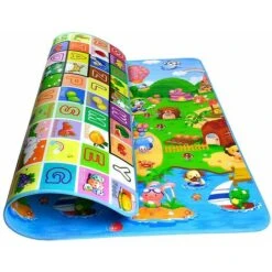 Tapis De Jeu, 200 X 180 Cm Grand Tapis Rampant Antidérapant Pliable, Double Face Tapis Rampant Bébé Tout-petit Jouable, Comme Couverture Rampante Pour L'enfant