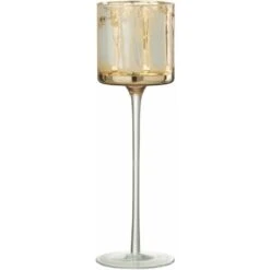 Photophore Sur Pied Arbres Verre Or Large H. 30cm