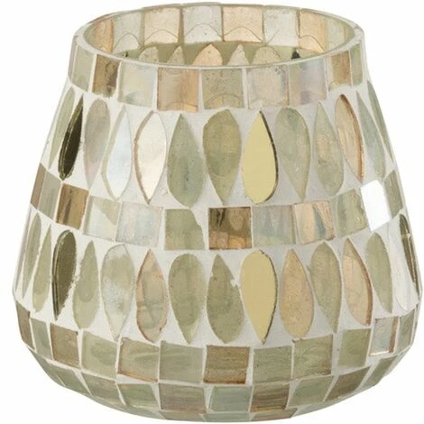 Photophore Mosaïque Verre Beige Small H. 9cm 3 Photophore Mosaïque Verre Beige Small H. 9cm
