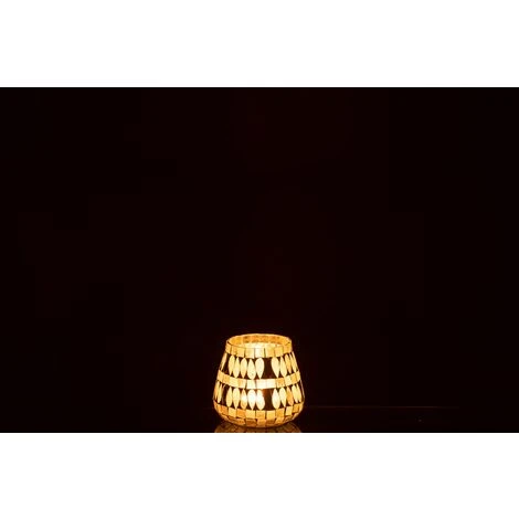 Photophore Mosaïque Verre Beige Small H. 9cm 5 Photophore Mosaïque Verre Beige Small H. 9cm – Image 3