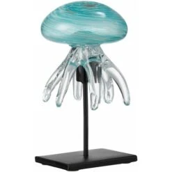 Méduse Sur Pied Verre Aqua H. 19 Cm