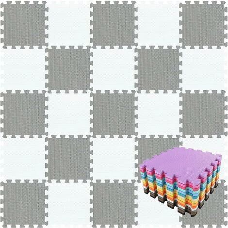Puzzle Tapis Mousse Bebe - Idéal Pour Les Tapis De Jeux Enfant,18 Dalles(30 30 1cm), Blanc & Gris. 3 Puzzle Tapis Mousse Bebe - Idéal Pour Les Tapis De Jeux Enfant,18 Dalles(30 30 1cm), Blanc & Gris.