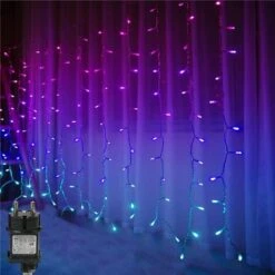 Rideau Lumineux à Brancher Intérieure, 1.5 X 1.0m LED Guirlande Lumineuse Rideau 192LEDs, 8 Modes D'Eclairage, Decoration De Fenêtre, Chambre, Noël, Mariage (Etanche IP44) - ST0019