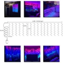 Rideau Lumineux à Brancher Intérieure, 1.5 X 1.0m LED Guirlande Lumineuse Rideau 192LEDs, 8 Modes D'Eclairage, Decoration De Fenêtre, Chambre, Noël, Mariage (Etanche IP44) - ST0019 -ATMOSPHERA || VIDAXL || Safavieh Soldes 72877401 4