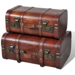Coffre De Rangement Vintage Bois Marron 2 Pcs VidaXL
