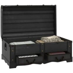 Coffre De Rangement En Bois Large Noir VidaXL -ATMOSPHERA || VIDAXL || Safavieh Soldes 735024 4