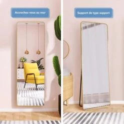 WeValley 137 X 37 Cm Miroir Sur Pied, Miroir De Sol, Miroirs Muraux, Miroir Autoportant, Alliage D'Aluminium Avec Cadre-Doré 9 WeValley 137 X 37 Cm Miroir Sur Pied, Miroir De Sol, Miroirs Muraux, Miroir Autoportant, Alliage D'Aluminium Avec Cadre-Doré -ATMOSPHERA || VIDAXL || Safavieh Soldes 73753241 4