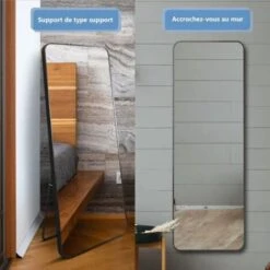 WeValley 137 X 37 Cm Miroir Sur Pied, Miroir De Sol, Miroirs Muraux, Miroir Autoportant, Alliage D'Aluminium Avec Cadre-Noir -ATMOSPHERA || VIDAXL || Safavieh Soldes 73753242 4