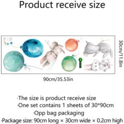 Dessin Animé Lapin Ballon Stickers Muraux Enfants Chambre Décoration Lapin Papier Peint Décalcomanies -ATMOSPHERA || VIDAXL || Safavieh Soldes 73755095 3