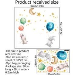 RHAFAYRE Stickers Muraux Fluorescent Enfants, Lune Étoiles Lapins Et Ballons Etoiles Phosphorescentes Plafond Mural Lumineux Autocollants Pour Bébé Chambres D'enfants Plafond Décoration 9 RHAFAYRE Stickers Muraux Fluorescent Enfants, Lune Étoiles Lapins Et Ballons Etoiles Phosphorescentes Plafond Mural Lumineux Autocollants Pour Bébé Chambres D'enfants Plafond Décoration -ATMOSPHERA || VIDAXL || Safavieh Soldes 74176859 4