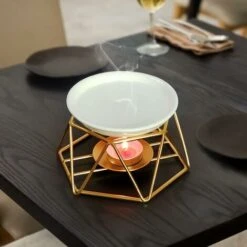 RHAFAYRE Huile Parfumée élégante Et Romantique Pour Bougies - Brûleur à Huile Géométrique - Bougie Aromatique-Bougeoir - Décoration Intérieure Ministère - Oil Burner Doré -ATMOSPHERA || VIDAXL || Safavieh Soldes 74786324 2