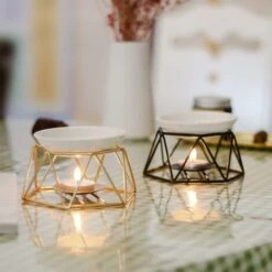RHAFAYRE Huile Parfumée élégante Et Romantique Pour Bougies - Brûleur à Huile Géométrique - Bougie Aromatique-Bougeoir - Décoration Intérieure Ministère - Oil Burner Doré -ATMOSPHERA || VIDAXL || Safavieh Soldes 74786324 3