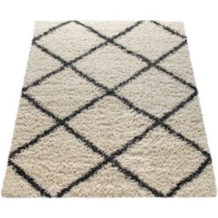 Paco Home Tapis À Poils Longs, Shaggy Doux Salon Style Scandinave Avec Motif Losanges 60x100 Cm, Crème -ATMOSPHERA || VIDAXL || Safavieh Soldes 74806270 4