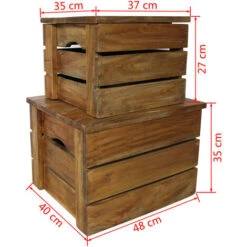 Jeu De Caisse De Rangement 2 Pcs Bois De Récupération Massif VidaXL -ATMOSPHERA || VIDAXL || Safavieh Soldes 7491889 3