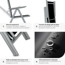 Lot De 4 Chaises De Jardin Pliantes En Aluminium - Lot De 4 Fauteuils De Jardin, Fauteuils Exterieur, Chaises Exterieur -ATMOSPHERA || VIDAXL || Safavieh Soldes 7514107 4