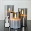 Bougies Scintillantes Sans Flamme En Verre Gris Argenté Avec Télécommande, Paquet De 3 Fausses Bougies LED Réalistes∅ 3 H 4 5 6 -ATMOSPHERA || VIDAXL || Safavieh Soldes 75432606 1