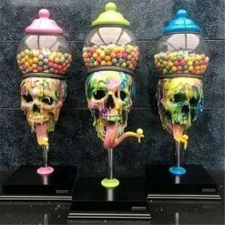 SEENLIN Bubble Gum Machine Coloré Crâne Bonbons Distributeur Halloween Ornement De Bureau Pour La Maison Salon -ATMOSPHERA || VIDAXL || Safavieh Soldes 75458919 3