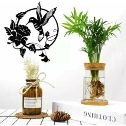 AIDUCHO Silhouette D'oiseau En Métal, Décoration Murale En Métal,Sculpture En Métal,Décoration Murale Ronde Tenture Murale Pour Bureau à Domicile Salon Décoration Dhôtel -ATMOSPHERA || VIDAXL || Safavieh Soldes 75463037 4