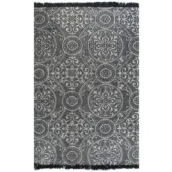 Tapis Kilim Coton | Tapis De Salon Tapis D'entrée 120 X 180 Cm Avec Motif Gris 80744
