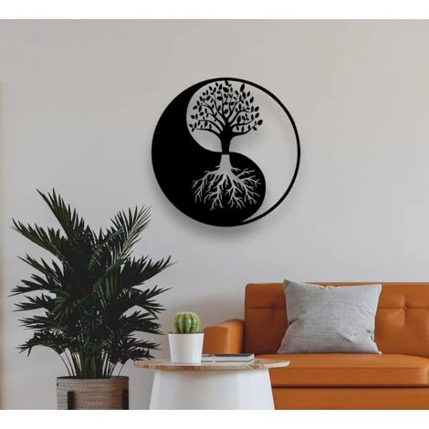 AIDUCHO Décoration Murale En Métal - Arbre De Vie - Décoration Murale En Métal Yin Yang 40x40 Cm Noir 4 AIDUCHO Décoration Murale En Métal - Arbre De Vie - Décoration Murale En Métal Yin Yang 40x40 Cm Noir – Image 2