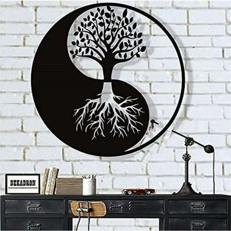 AIDUCHO Décoration Murale En Métal - Arbre De Vie - Décoration Murale En Métal Yin Yang 40x40 Cm Noir 5 AIDUCHO Décoration Murale En Métal - Arbre De Vie - Décoration Murale En Métal Yin Yang 40x40 Cm Noir – Image 3
