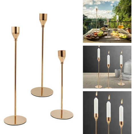 SWANEW Bougeoir Chandelier 3 Pcs Métal,Bougeoirs Porte-Bougies Pour Salle À Manger Salon Décor À Maison-Doré 6 SWANEW Bougeoir Chandelier 3 Pcs Métal,Bougeoirs Porte-Bougies Pour Salle À Manger Salon Décor À Maison-Doré – Image 4