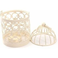 Cosanter Lanternes à Bougie En Forme De Cage à Oiseaux En Métal Creux Pour Décoration De Noël, Bougie Chauffe-plat Argentée, Pour Fête De Mariage, Halloween -ATMOSPHERA || VIDAXL || Safavieh Soldes 75978383 3
