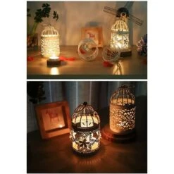 Cosanter Lanternes à Bougie En Forme De Cage à Oiseaux En Métal Creux Pour Décoration De Noël, Bougie Chauffe-plat Argentée, Pour Fête De Mariage, Halloween -ATMOSPHERA || VIDAXL || Safavieh Soldes 75978383 4