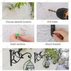 Crochet Mural Mural Pour Le Pot De Fleurs, Montage Mural De Plante à Ressort Avec Vis En Forme D'oiseau Panier De Lanterne, Décoration De Jardin Vue Extérieure Balcon 26x4.3x20cm - Rétro -ATMOSPHERA || VIDAXL || Safavieh Soldes 76190031 3