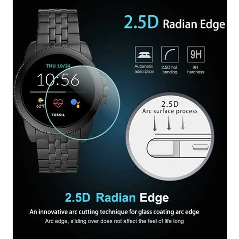 Lot De 4 Films De Protection D'écran Compatibles Fossil Gen 5E, Bord Incurvé 2,5D Dureté 9H En Verre Trempé Pour Fossil Gen 5E 42 Mm 7 Lot De 4 Films De Protection D'écran Compatibles Fossil Gen 5E, Bord Incurvé 2,5D Dureté 9H En Verre Trempé Pour Fossil Gen 5E 42 Mm – Image 5