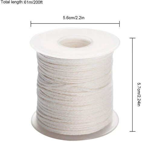 Bougie Coton Mèche 1 Rouleau 200ft 61m Coton Bougie Tissage Mèche Pour Bougie DIY Et Fabrication De Bougies 4 Bougie Coton Mèche 1 Rouleau 200ft 61m Coton Bougie Tissage Mèche Pour Bougie DIY Et Fabrication De Bougies – Image 2